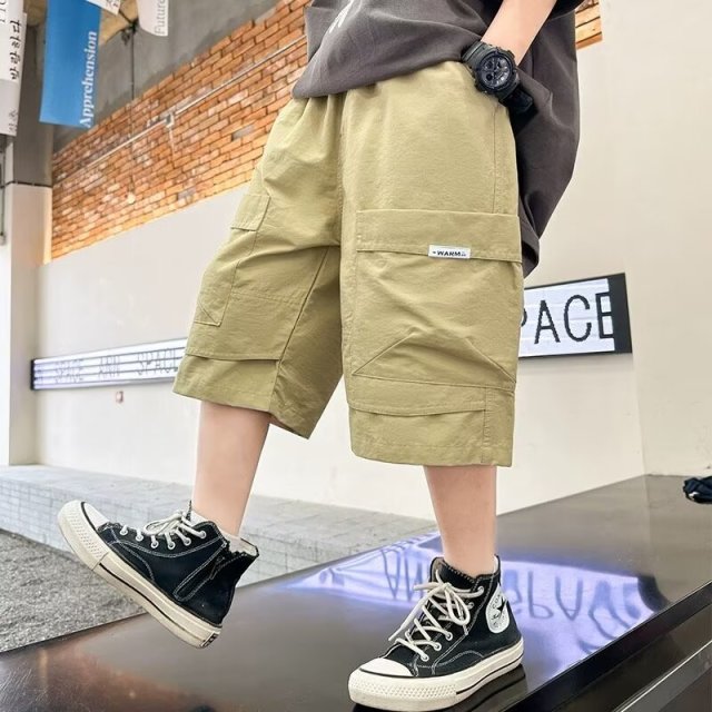 13431244.中大童男孩凉感工装裤子夏款宽松多口袋休闲运动夏季裤子