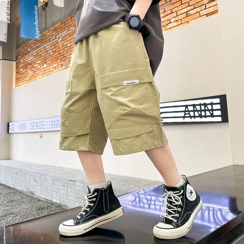 13431244.中大童男孩凉感工装裤子夏款宽松多口袋休闲运动夏季裤子