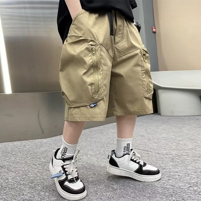 13431107.儿童韩版冰丝工装五分裤男童夏季薄款透气防 蚊休闲运动裤