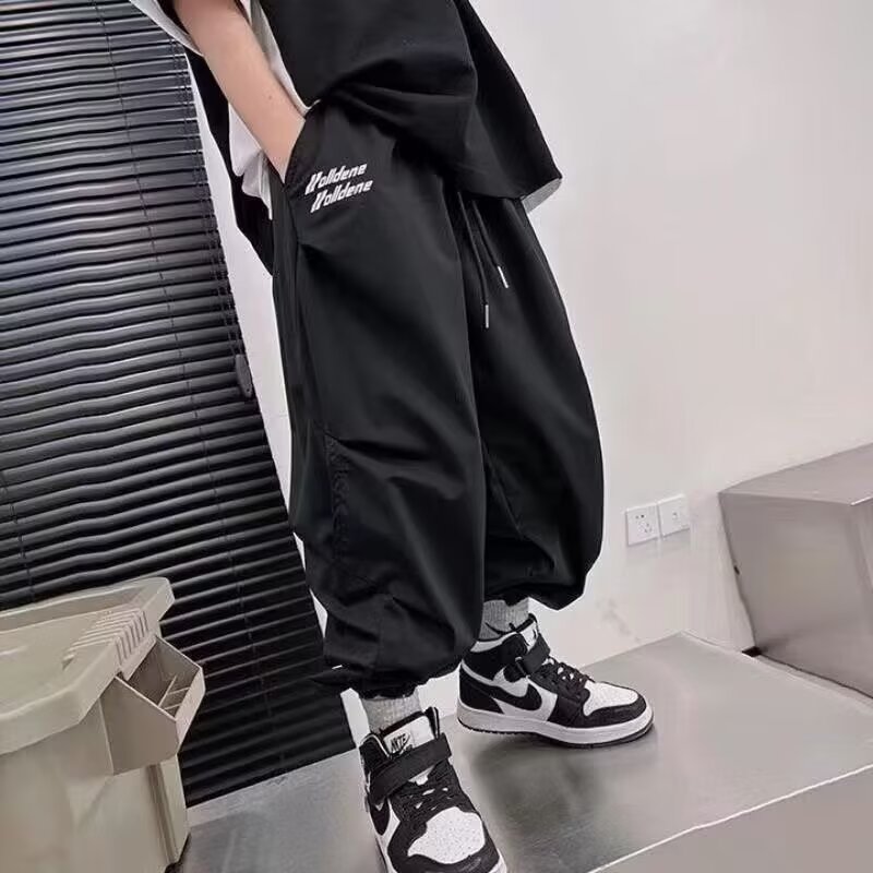 13428488.儿童韩版冰丝工装裤男童夏季薄款透气束脚休闲运动防 蚊裤