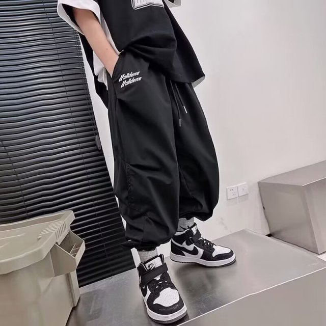 13428488.儿童韩版冰丝工装裤男童夏季薄款透气束脚休闲运动防 蚊裤