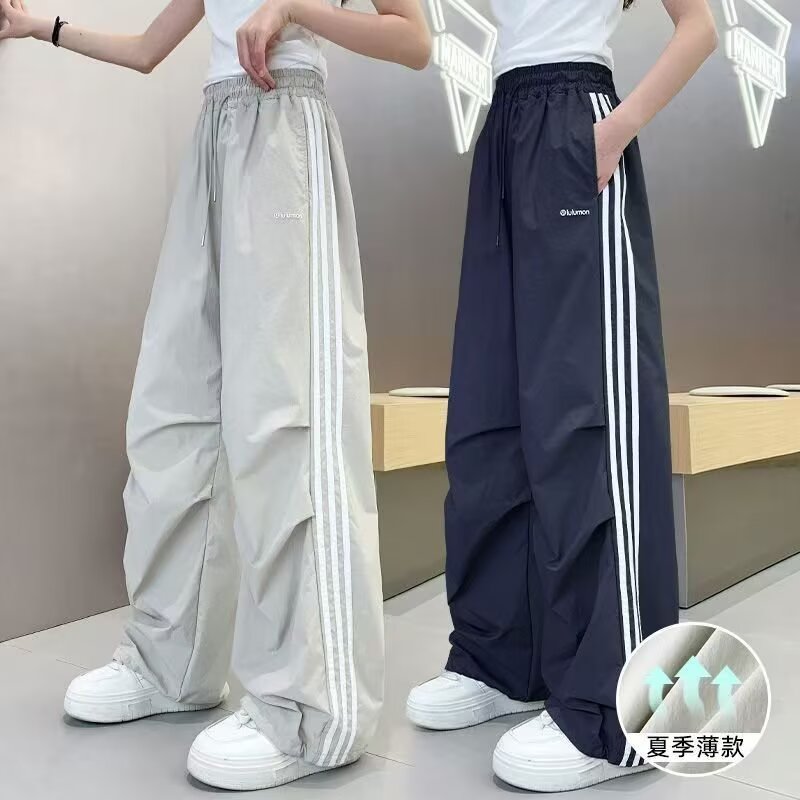 13430872.中大童女孩凉感速干运动裤夏款宽松显瘦休闲运动工装裤子女童长裤