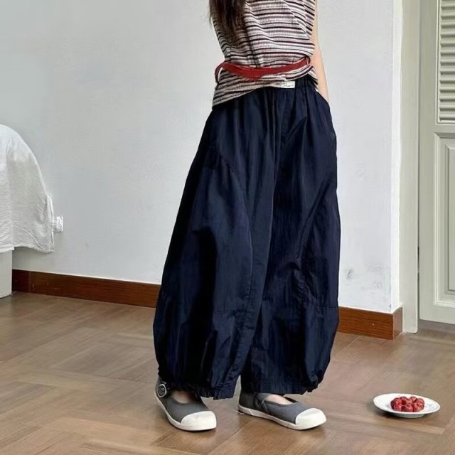 13431582.中大童女孩凉感速干阔腿裤夏款宽松百搭显瘦休闲运动女童工装裤