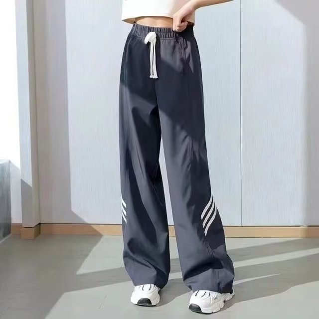 13428825.中大童女孩冰丝运动裤夏季薄款高腰宽松阔腿休闲运动防 蚊裤