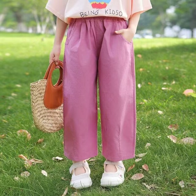 13428788.女童夏季棉阔腿裤薄款高腰宽松儿童休闲运动百搭裤子女孩长裤