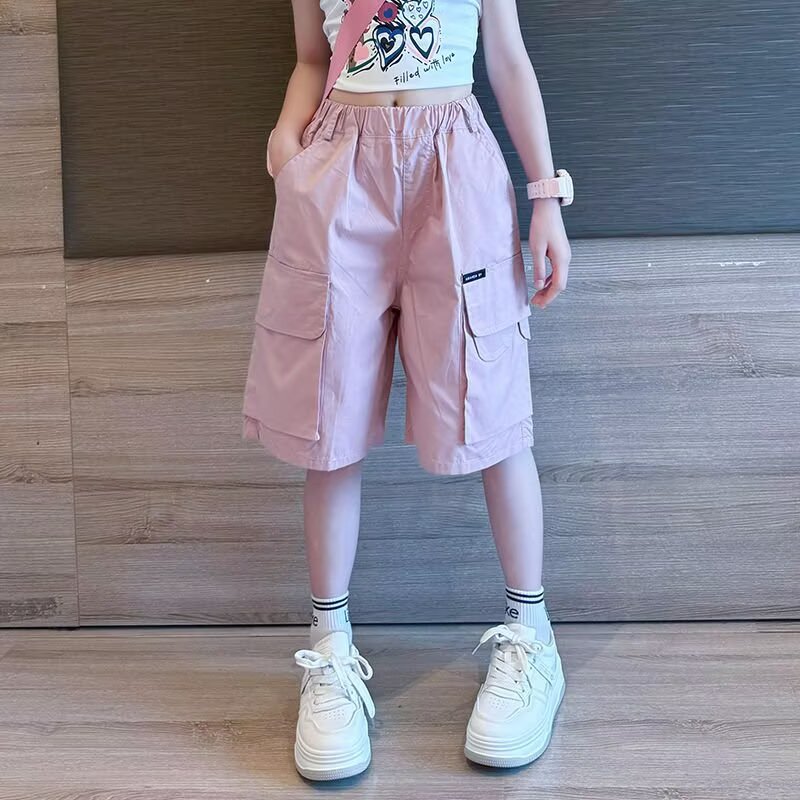 13431287.女童夏季冰丝工装短裤薄款透气儿童宽松休闲运动裤
