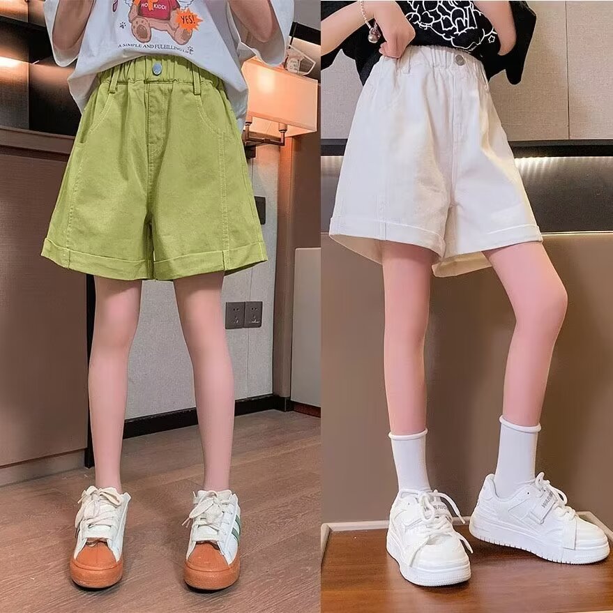13428316.女童夏季纯棉阔腿短裤薄款高腰宽松儿童休闲运动百搭裤