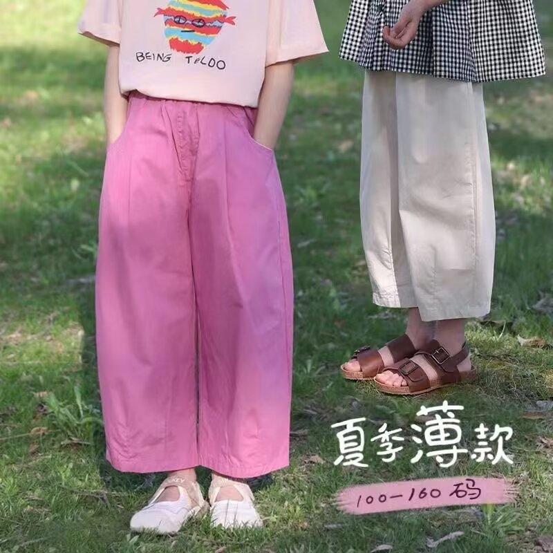 13428788.女童夏季棉阔腿裤薄款高腰宽松儿童休闲运动百搭裤子女孩长裤