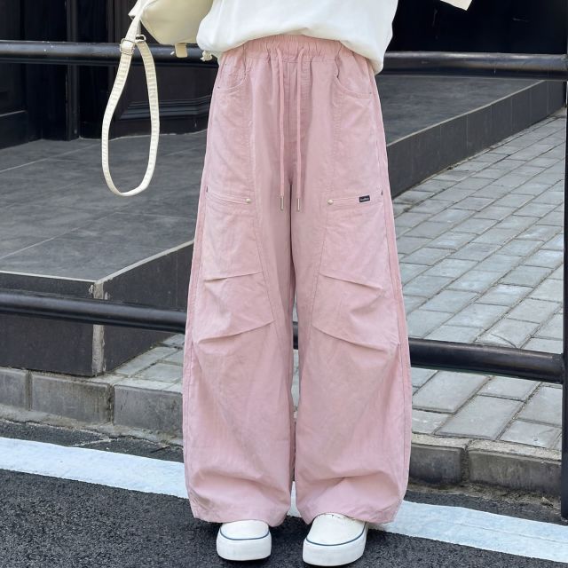 13434207.中大童女孩凉感工装裤夏款宽松百搭运动松紧裤多口袋休闲运动裤