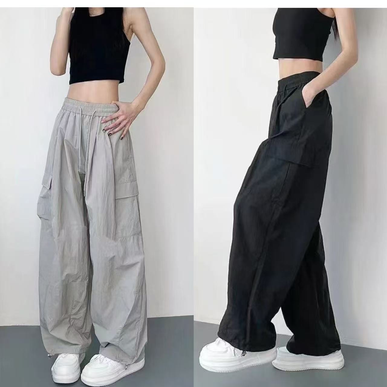 13433993.中大童女孩凉感工装裤夏款宽松百搭多口袋束脚休闲运动裤