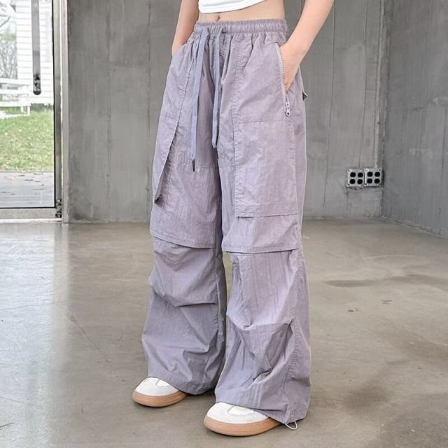 13434270.中大童女孩凉感工装裤夏款宽松百搭松紧裤多口袋休闲运动裤