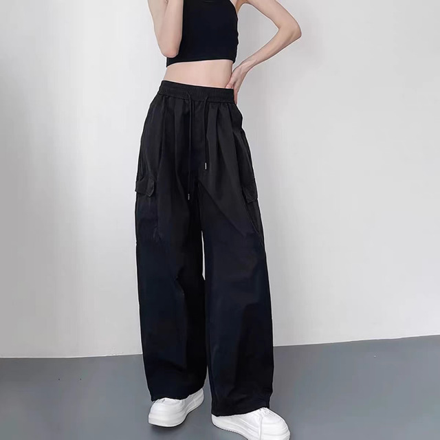 13433993.中大童女孩凉感工装裤夏款宽松百搭多口袋束脚休闲运动裤