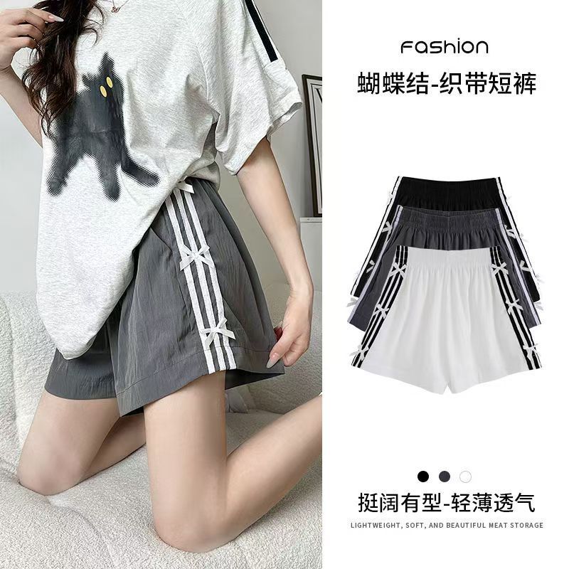13439599.女童夏季冰丝运动短裤中大童侧边蝴蝶结宽松显瘦时尚运动裤