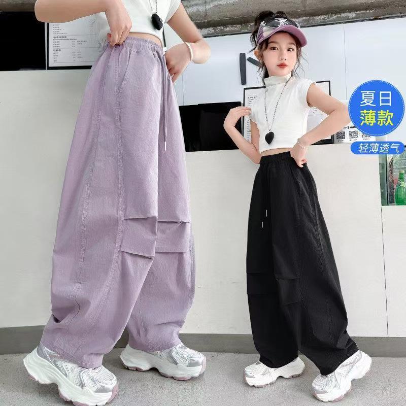 13440822.儿童夏季速干弯刀裤女童中大童多色透气防蚊运动休闲裤