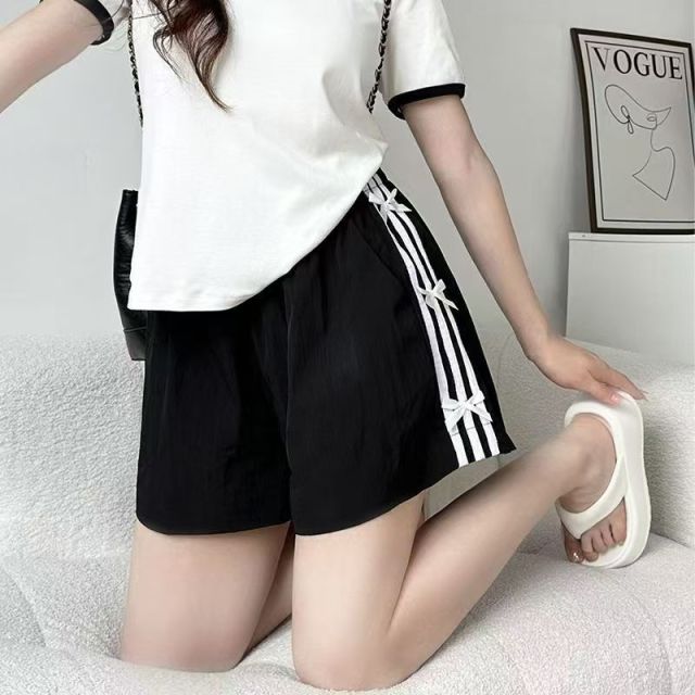 13439599.女童夏季冰丝运动短裤中大童侧边蝴蝶结宽松显瘦时尚运动裤