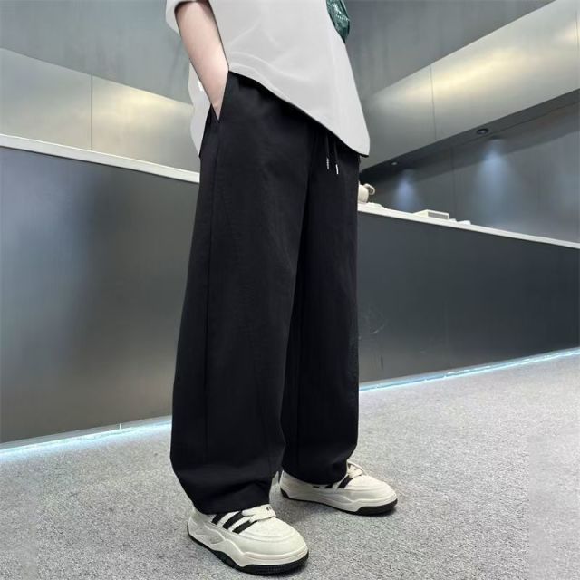 13442481.儿童夏季薄款阔腿裤男童中大童透气宽松直筒休闲运动防蚊裤