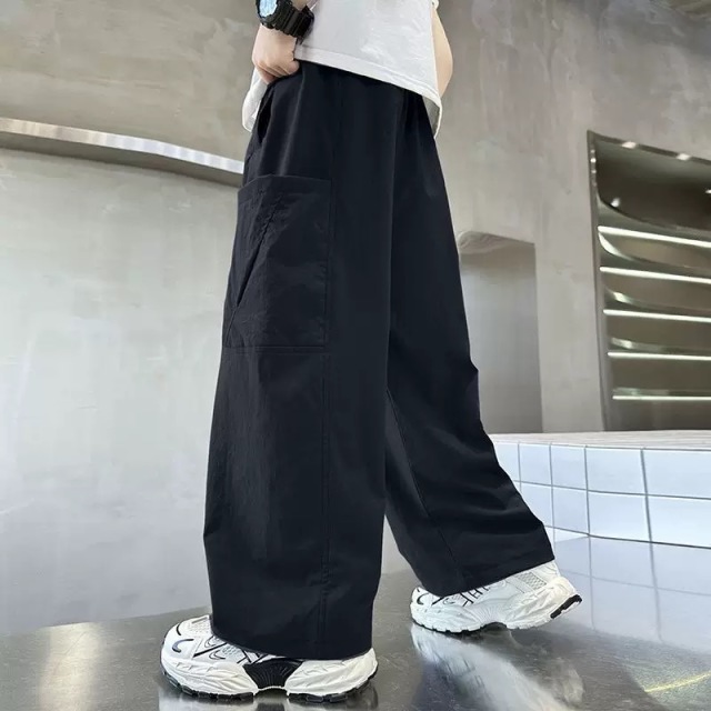 13445435.儿童夏季薄款工装裤男童中大童透气宽松阔腿防蚊休闲运动长裤