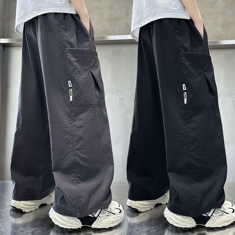 13445435.儿童夏季薄款工装裤男童中大童透气宽松阔腿防蚊休闲运动长裤