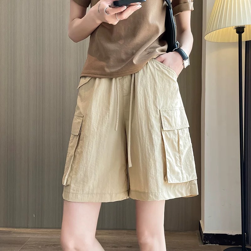 13443923.中大童夏季冰感工装短裤女童高腰宽松百搭显瘦休闲运动五分裤