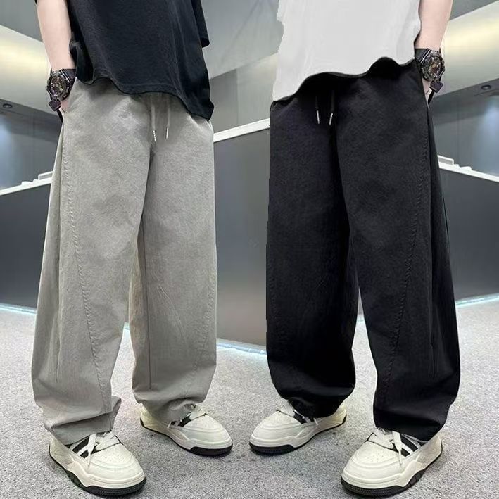 13442481.儿童夏季薄款阔腿裤男童中大童透气宽松直筒休闲运动防蚊裤