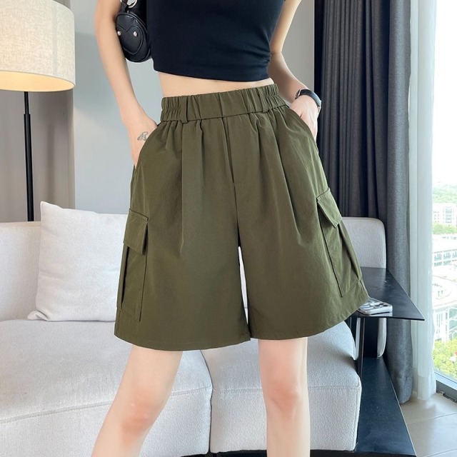 13442168.女童夏季速干工装短裤中大童透气多色高腰休闲运动阔腿五分裤