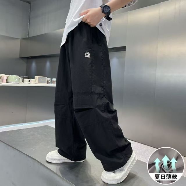 13445706.儿童夏季薄款速干阔腿裤男童中大童透气宽松防蚊休闲运动长裤
