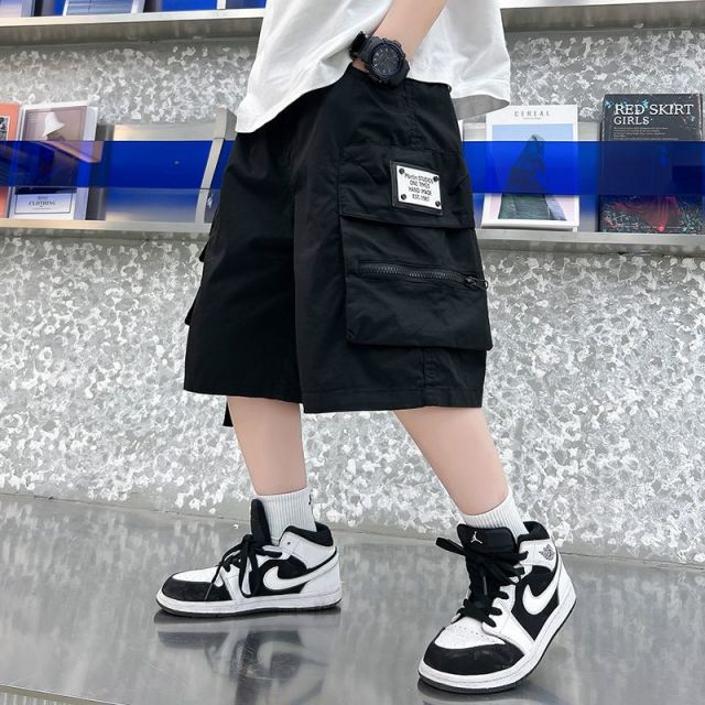 13445699.儿童夏季工装短裤男童中大童薄款透气宽松休闲运动五分裤