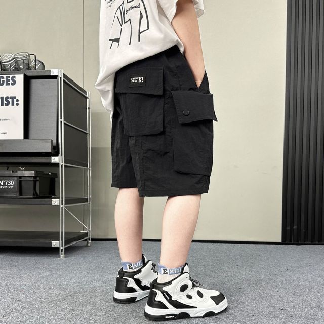 13462451.男童夏季工装短裤儿童薄款透气中大童速干运动五分裤潮