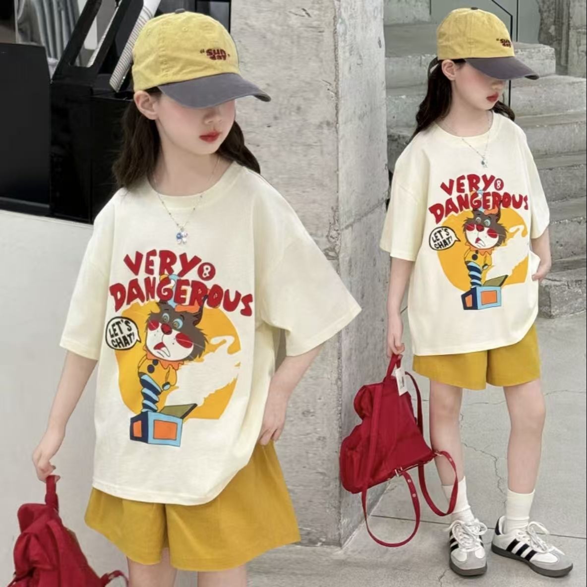 13478117.女孩网红休闲运动两件套2026新款夏季套装短袖短裤个性女童同款套装休闲潮