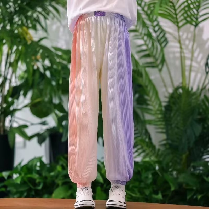 13488303.女童渐变冰丝防 蚊裤中大童夏季薄款透气束脚裤夏季新款渐变裤子