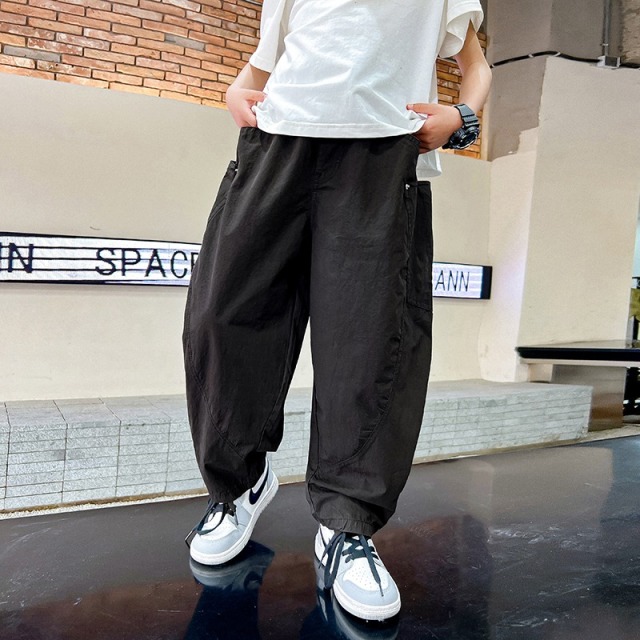 13494075.纯色日系男童直筒工装裤中大童夏装轻薄百搭休闲运动裤