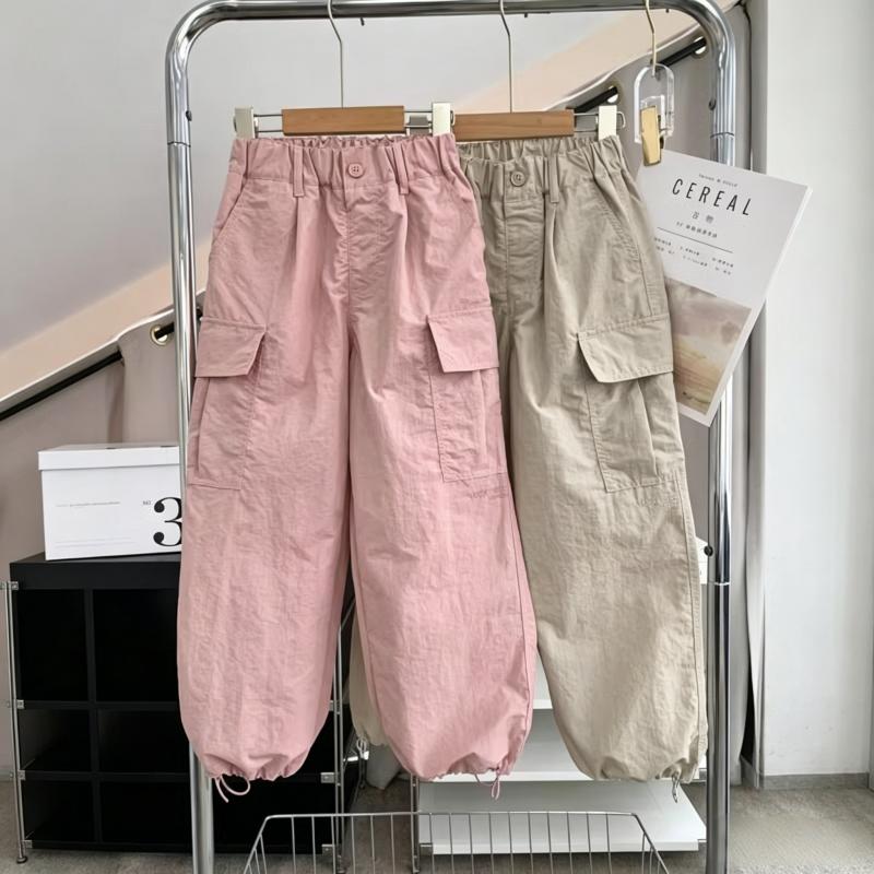 13492303.女童夏季薄款工装裤中大童冰丝透气束脚休闲裤夏季新款薄裤子