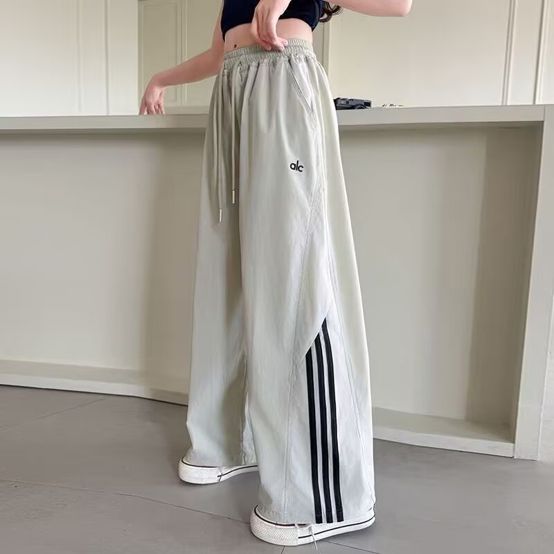 13505712.女童夏季速干阔腿裤中大童三条杠运动休闲裤儿童薄款透气直筒长裤
