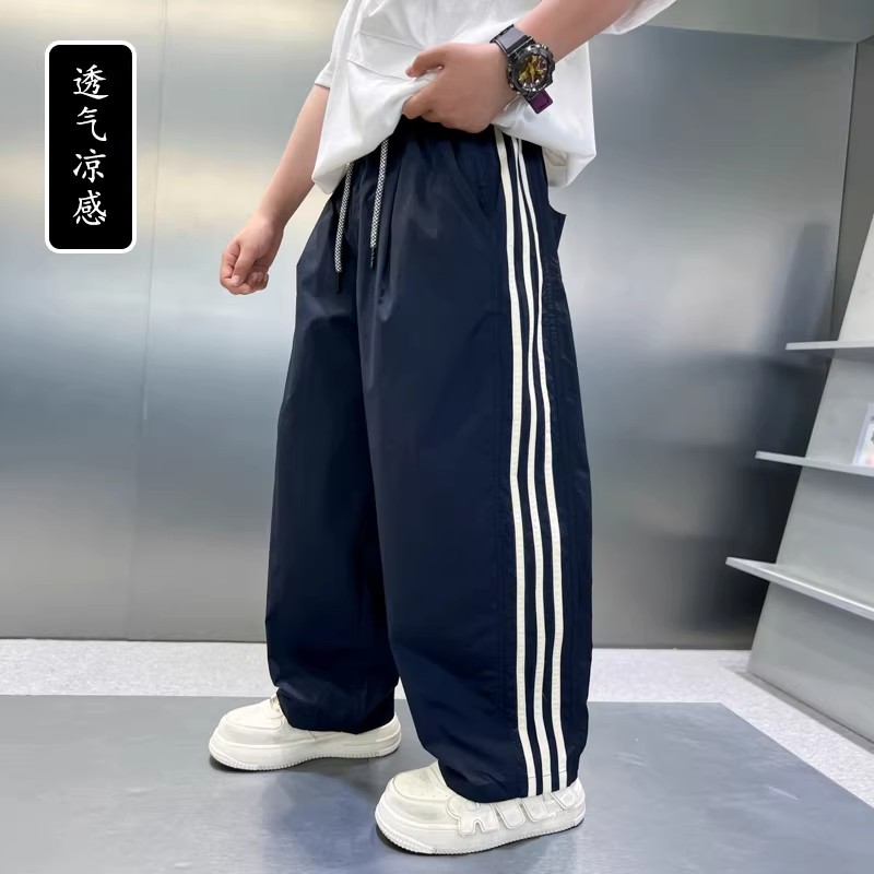 13505024.男童三杠速干阔腿裤夏季薄款中大童冰丝透气防 蚊运动裤
