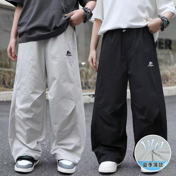 13517480.男童防蚊裤夏季薄款冰丝休闲运动裤中大童凉感透气直筒阔腿裤儿童裤子