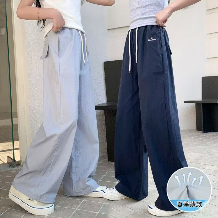 13517188.女童夏季防蚊裤冰丝薄款中大童阔腿裤儿童直筒休闲速干裤子儿童休闲运动裤