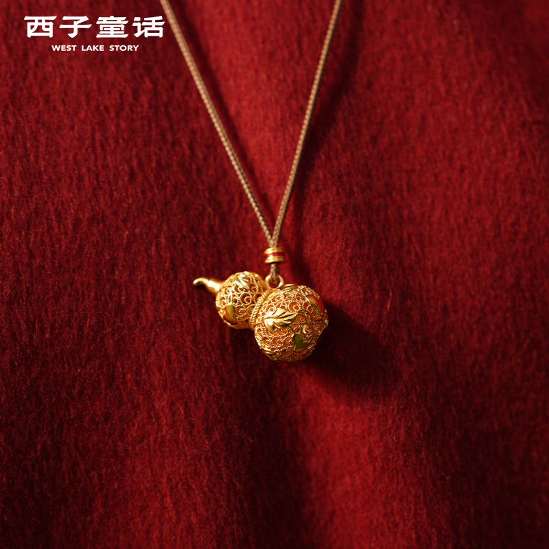 13125403.【灵隐景区直发】新中式沙金项链女生高级感新中式毛衣链饰品