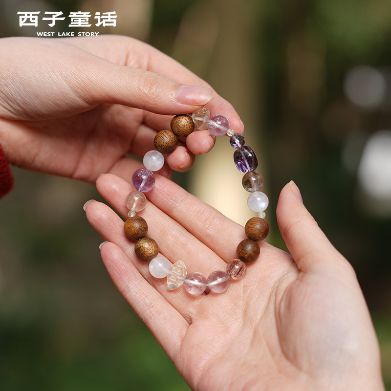 13125472.【灵隐景区直发】小众设计沉香手链女生高能量多宝水晶手链