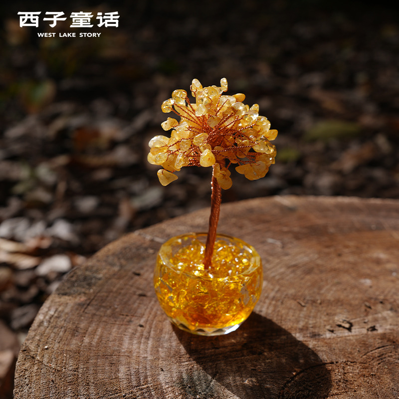 13125265.【灵隐景区直发】2026马年发cai树桌面摆件黄水晶玄关摆件