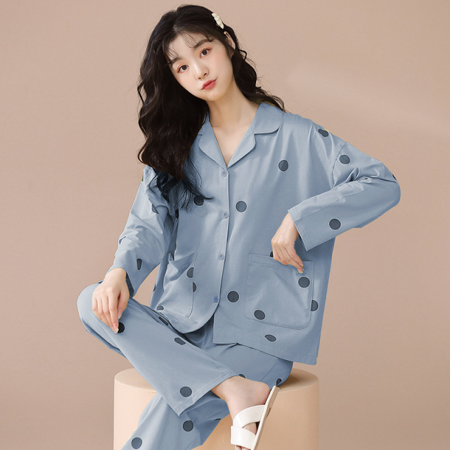 11437837.棉新界春夏款新款睡衣女爽棉女士可外穿家居服套装仿棉夏天秋季长袖
