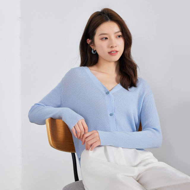 10059354.思诺芙德秋季新款通勤针织开衫女式羊毛衫