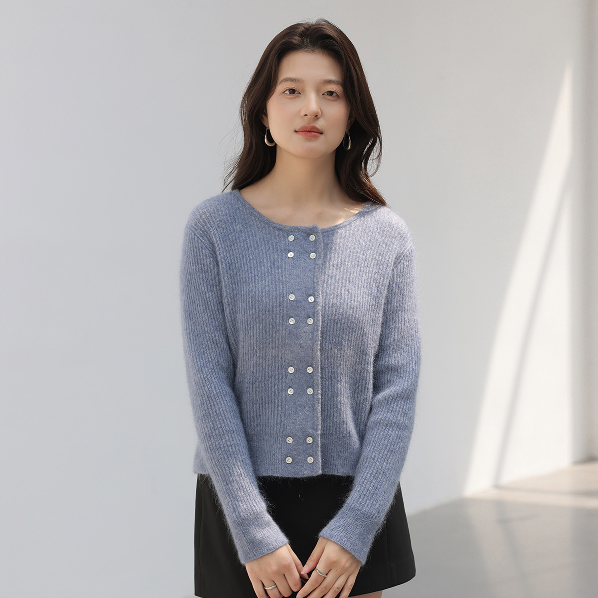 10058310.思诺芙德针织长袖上衣女式羊毛开衫
