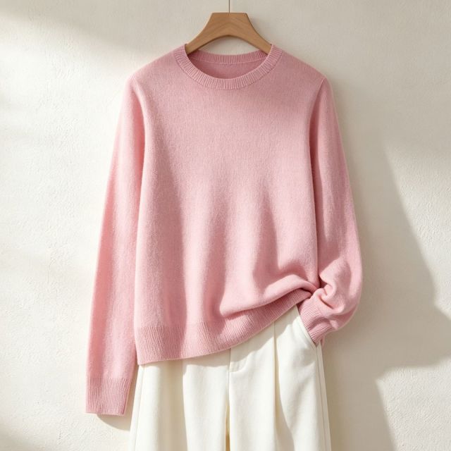 13843497.圆领打底针织衫26秋新款百搭女羊毛衫
