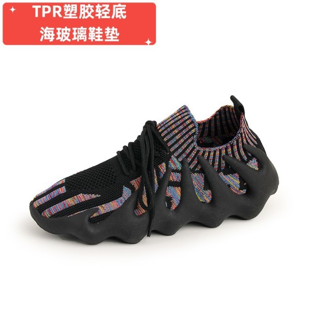 10869384.2024早秋款飞织运动休闲鞋女透气系带厚底八爪鱼网鞋跑步鞋