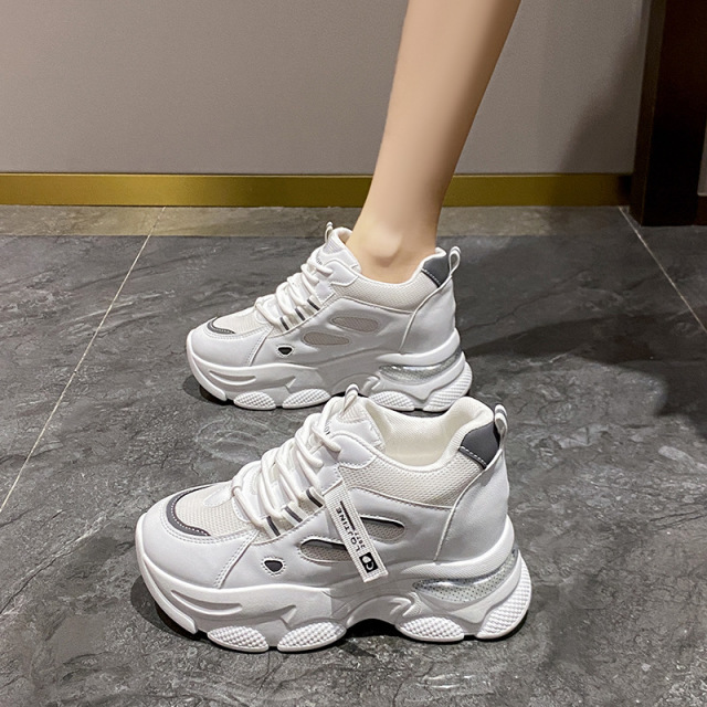 10869337.网面透气厚底老爹鞋女款2024早秋款增高显脚小休闲运动女鞋