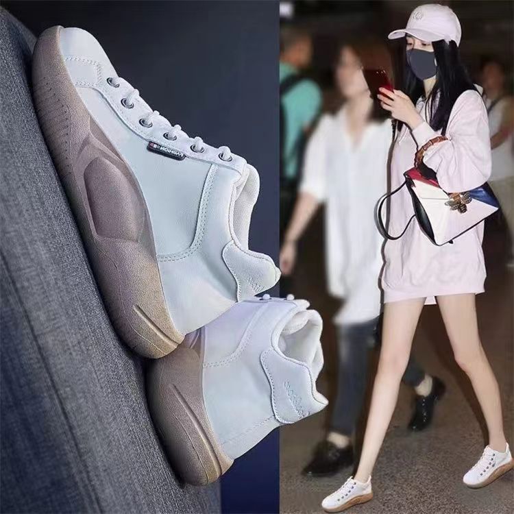 10869893.2024秋款厚底松糕鞋百搭时尚女单鞋高帮系带休闲复古软皮鞋女鞋