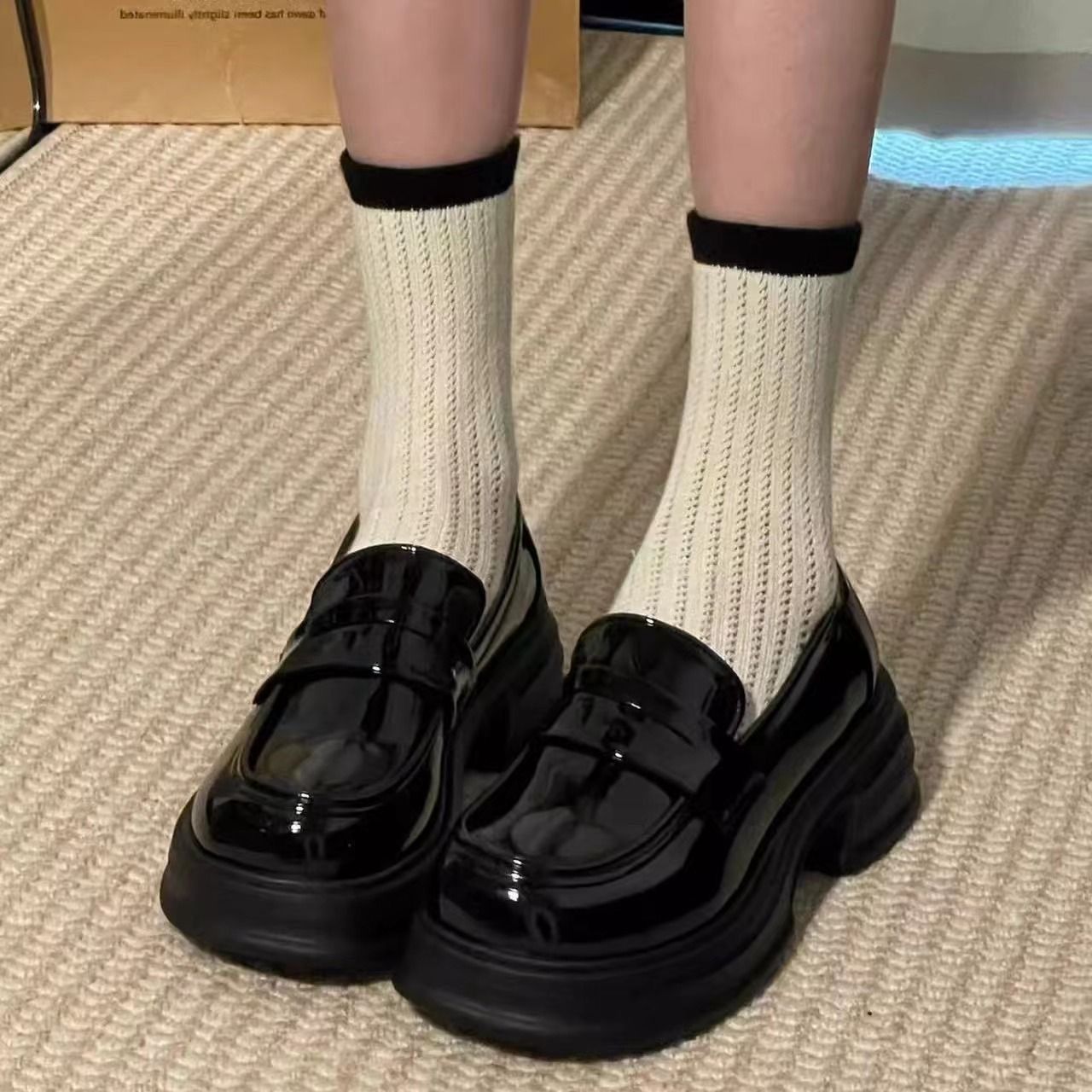 10869017.法式厚底小皮鞋女2024款早秋百搭英伦风单鞋复古jk制服玛丽珍鞋