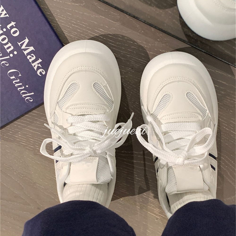 10869319.网面透气厚底小白鞋子女2024早秋款百搭小众休闲板鞋潮