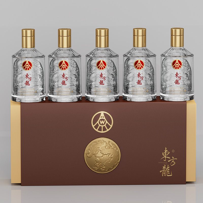 12968922.五粮液白酒东方龙盛世系列(龙权在握251)52度浓香型100ml*5瓶礼盒