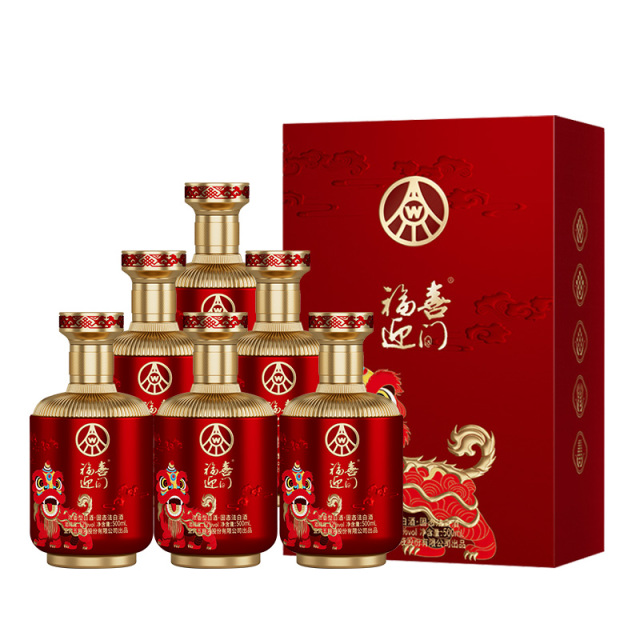 12969184.五粮液福喜迎门臻选系列(狮狮如意251)52度浓香型白酒 500ml*6瓶整箱